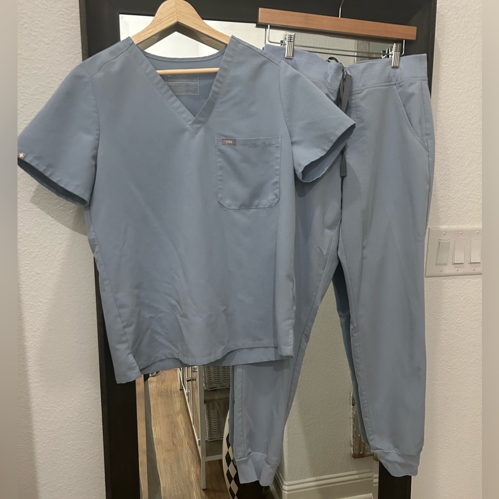 women's Dusty Blue Scrub Set